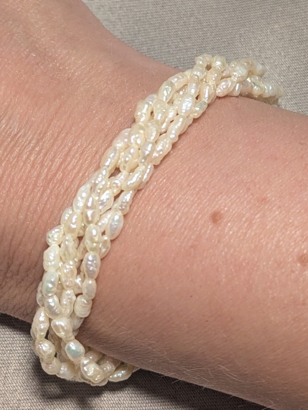 14K Freshwater Rice Pearl 6 Strand Bracelet- Vintage